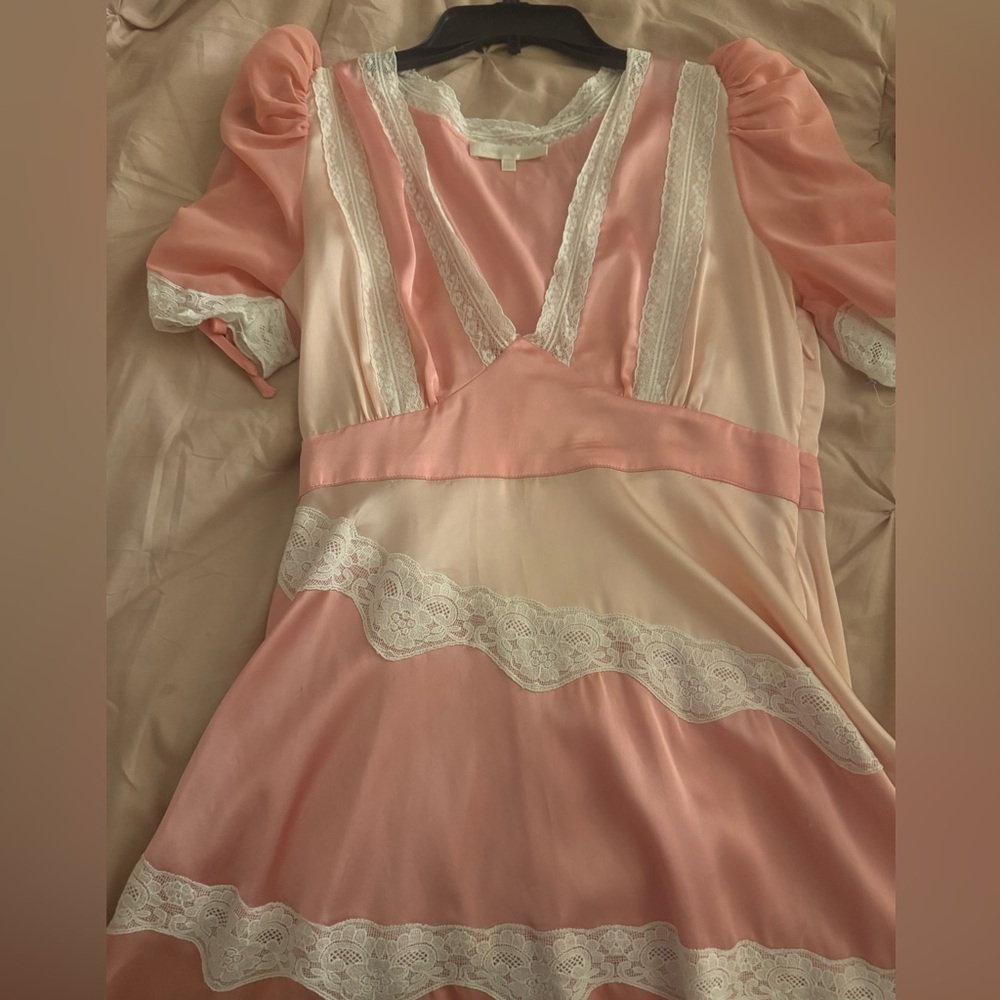 LoveShackFancy pink silk mini dress